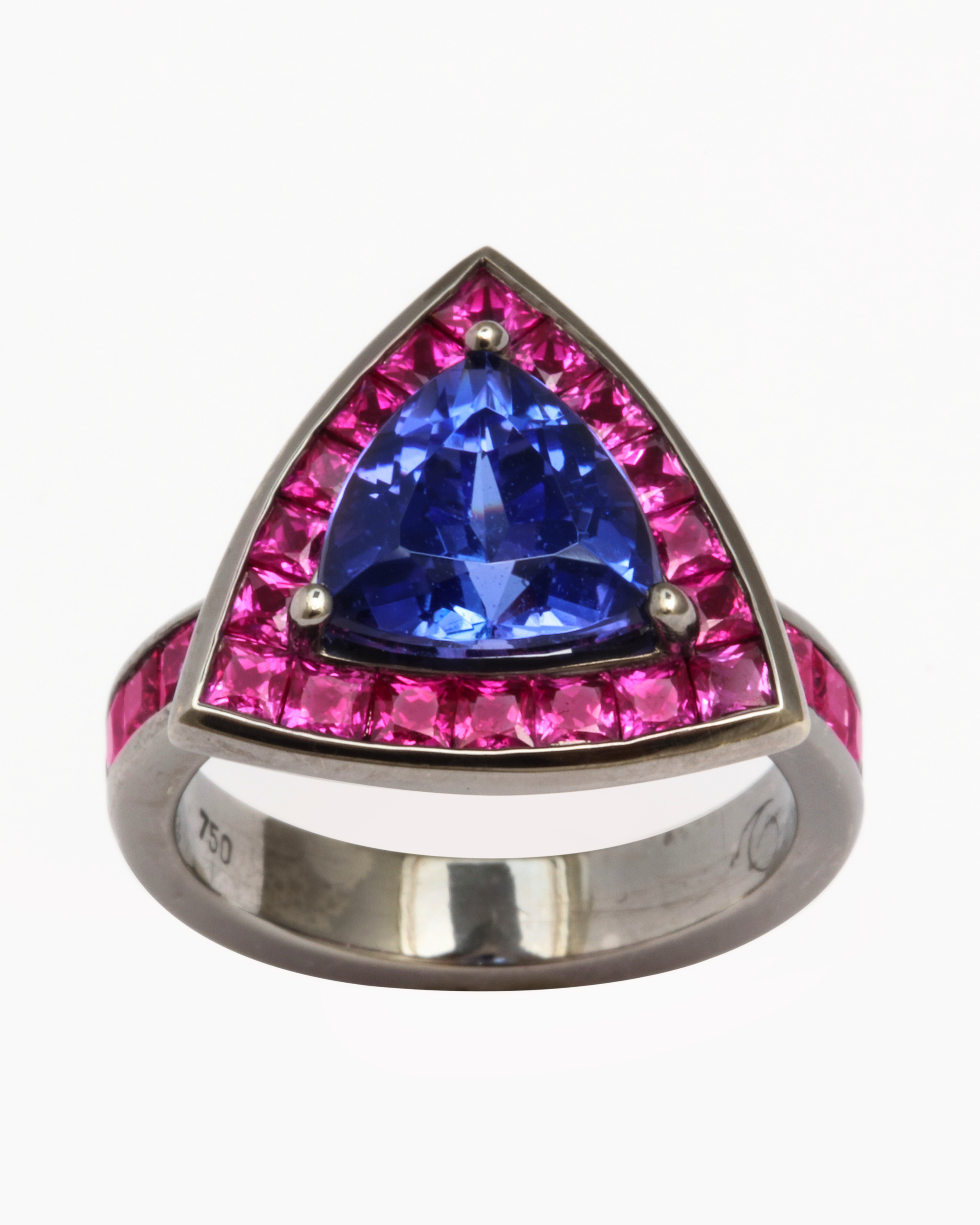 18KWG, Tanzanite & Pink Sapphire Ring