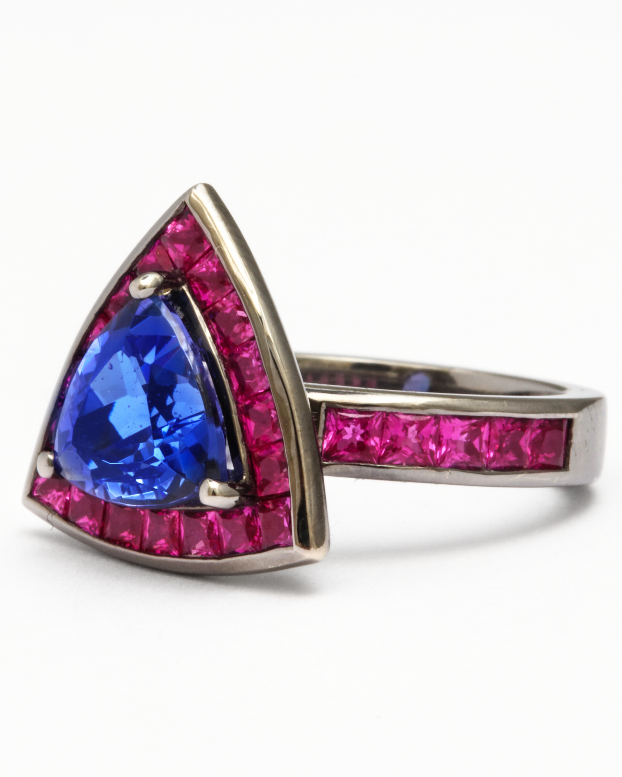 18KWG, Tanzanite & Pink Sapphire Ring