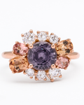 Diamond, Pink Topaz & Purple Tourmaline Ring