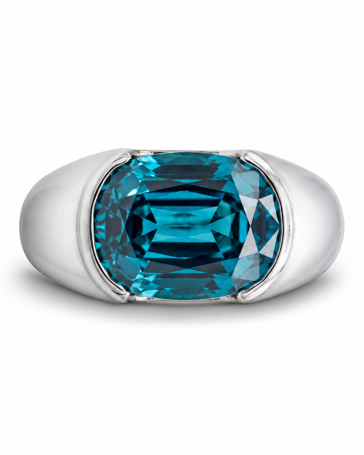 Platinum & Blue Zircon Ring