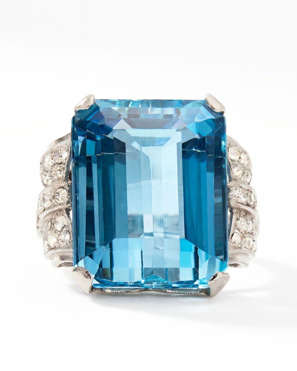 Aquamarine & Diamond Ring