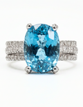 Platinum, Blue Zircon & Diamond Ring