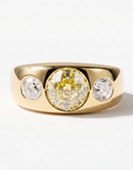 Fancy Yellow & Old Mine Cut Diamond Gypsy Ring