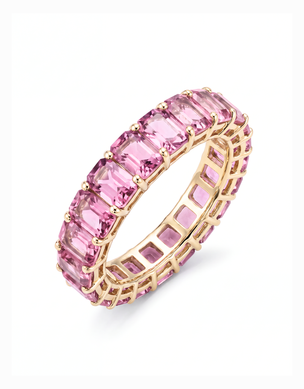 18K Yellow Gold & Pink Sapphire Eternity Band