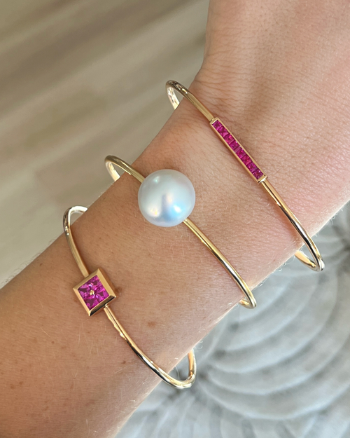 18KYG & Cultured Pearl Bangle