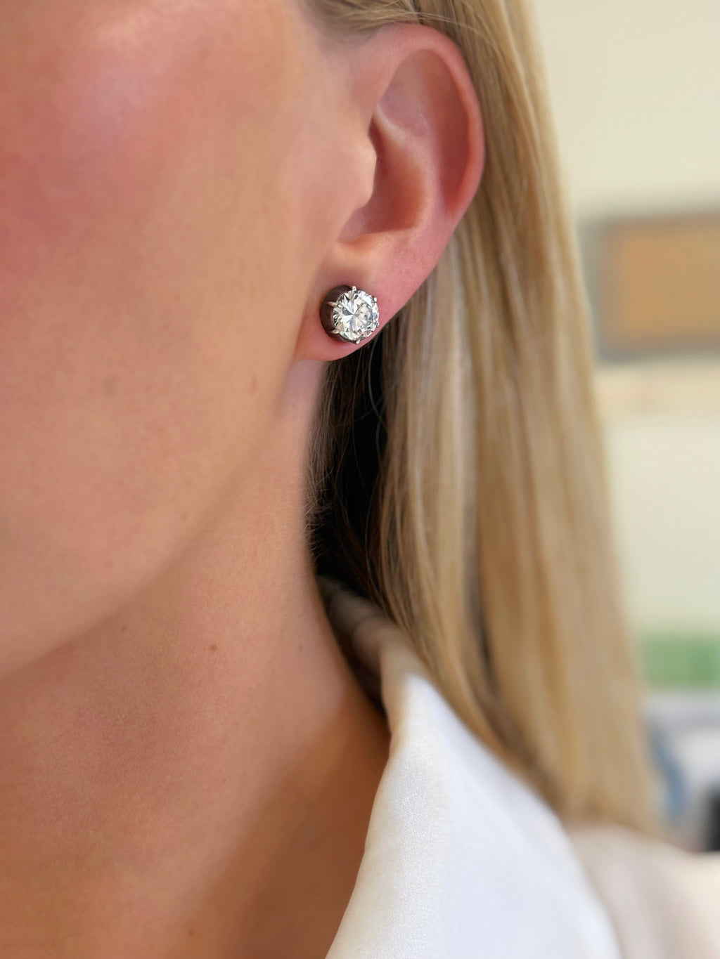 Silver-Topped Gold & Transitional Cut Diamond Earrings