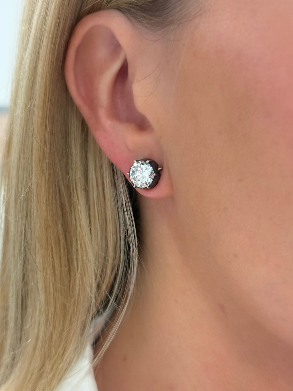 Silver-Topped Gold & Transitional Cut Diamond Earrings