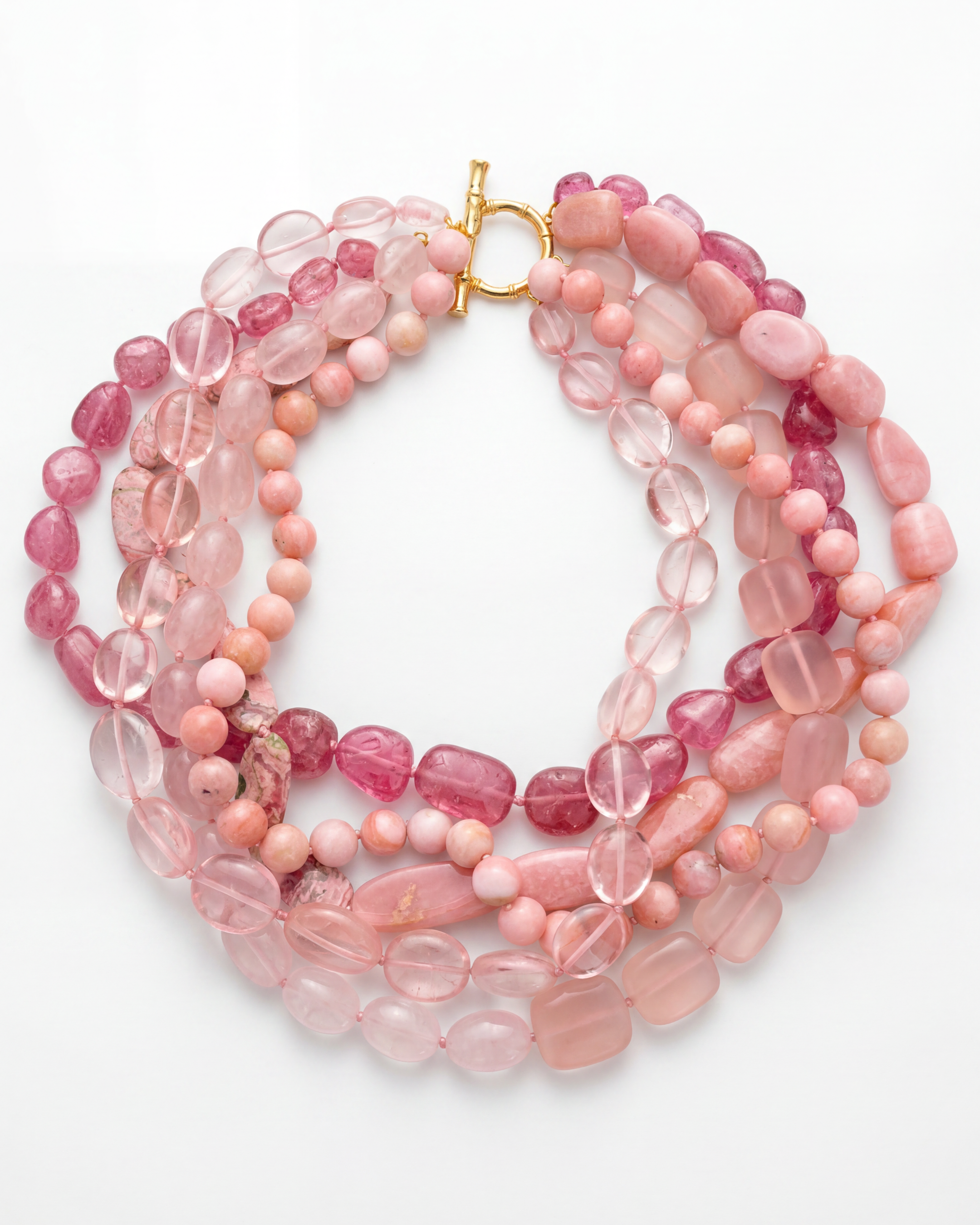 Rose Quartz, Pink Tourmaline, Rhodochrosite & Peruvian Opal Necklace