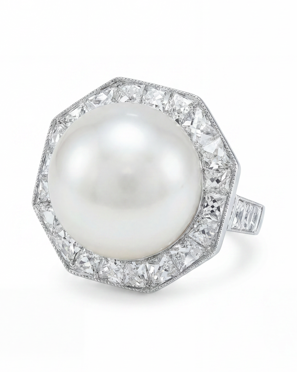 Platinum, Diamond & South Sea Pearl Ring