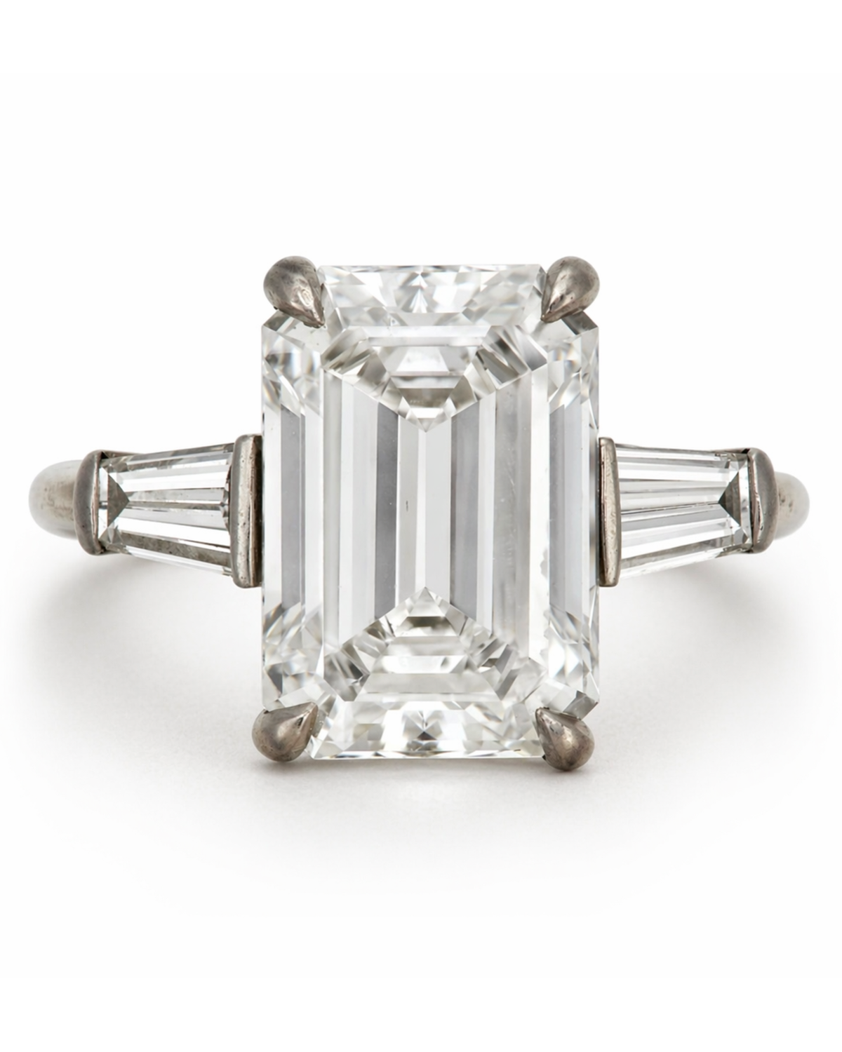 Platinum & Emerald Cut Diamond Ring by Tiffany & Co.