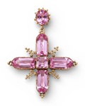 18KYG & Pink Topaz Cross Pendant c1830
