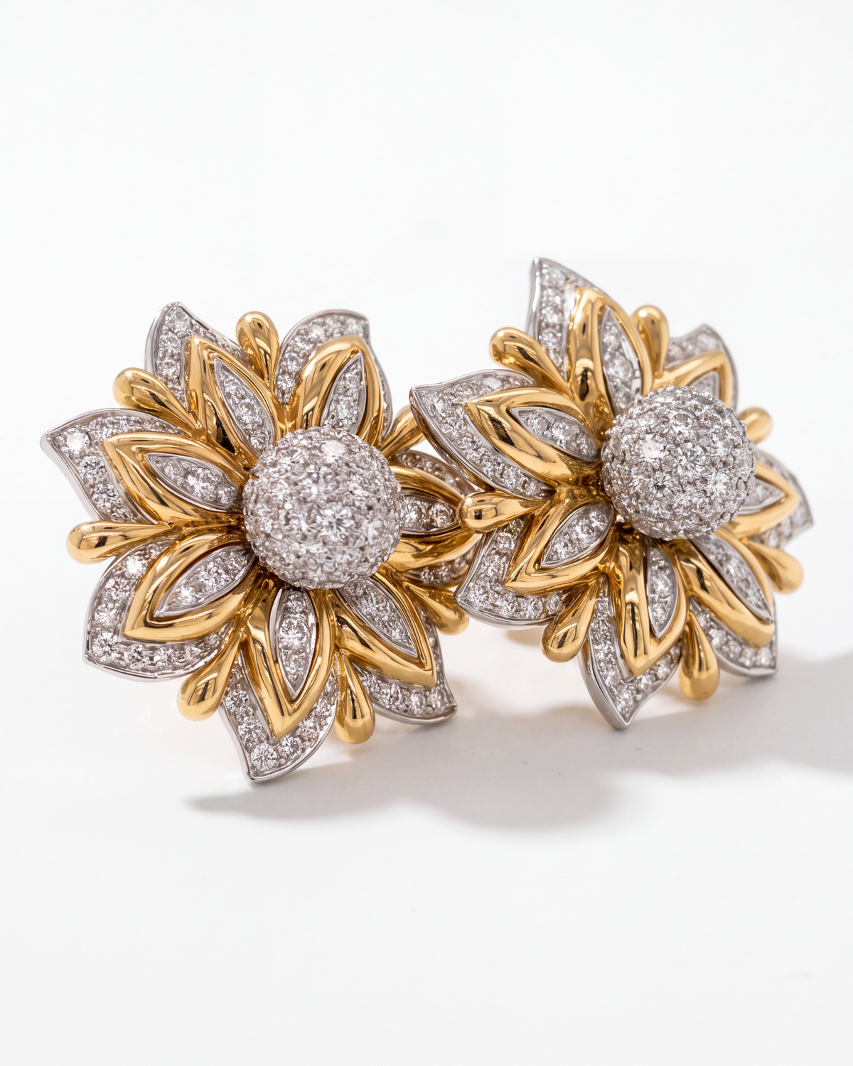 Verdura Gold & Diamond Ear Clips
