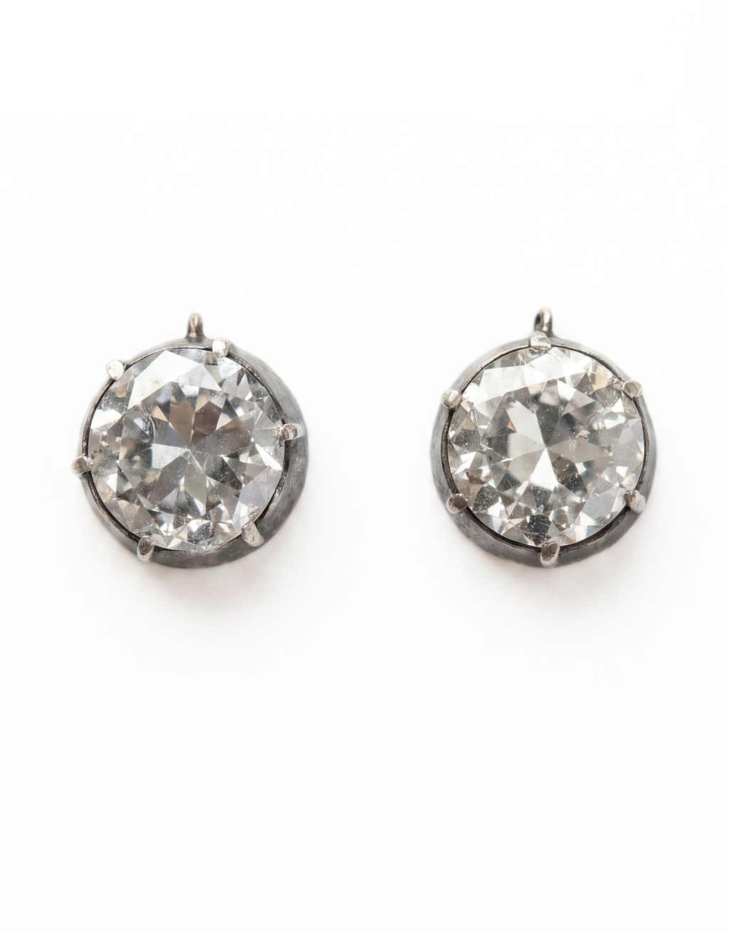 Silver-Topped Gold & Transitional Cut Diamond Earrings
