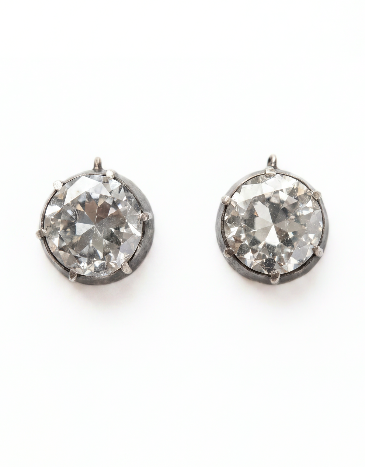 Silver-Topped Gold & Transitional Cut Diamond Earrings