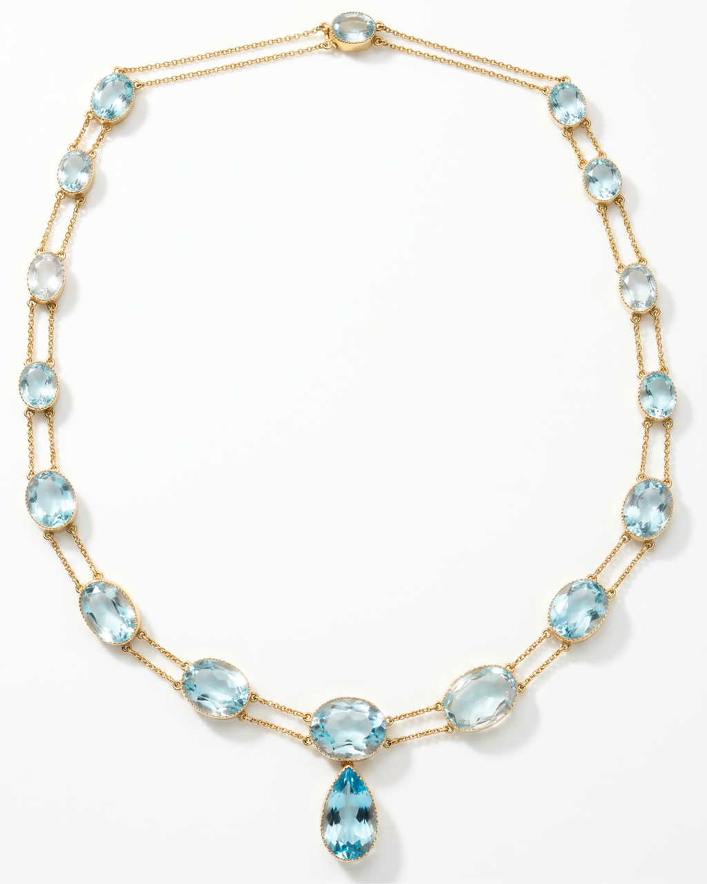 14K & 18KYG, Aquamarine Rivière Necklace