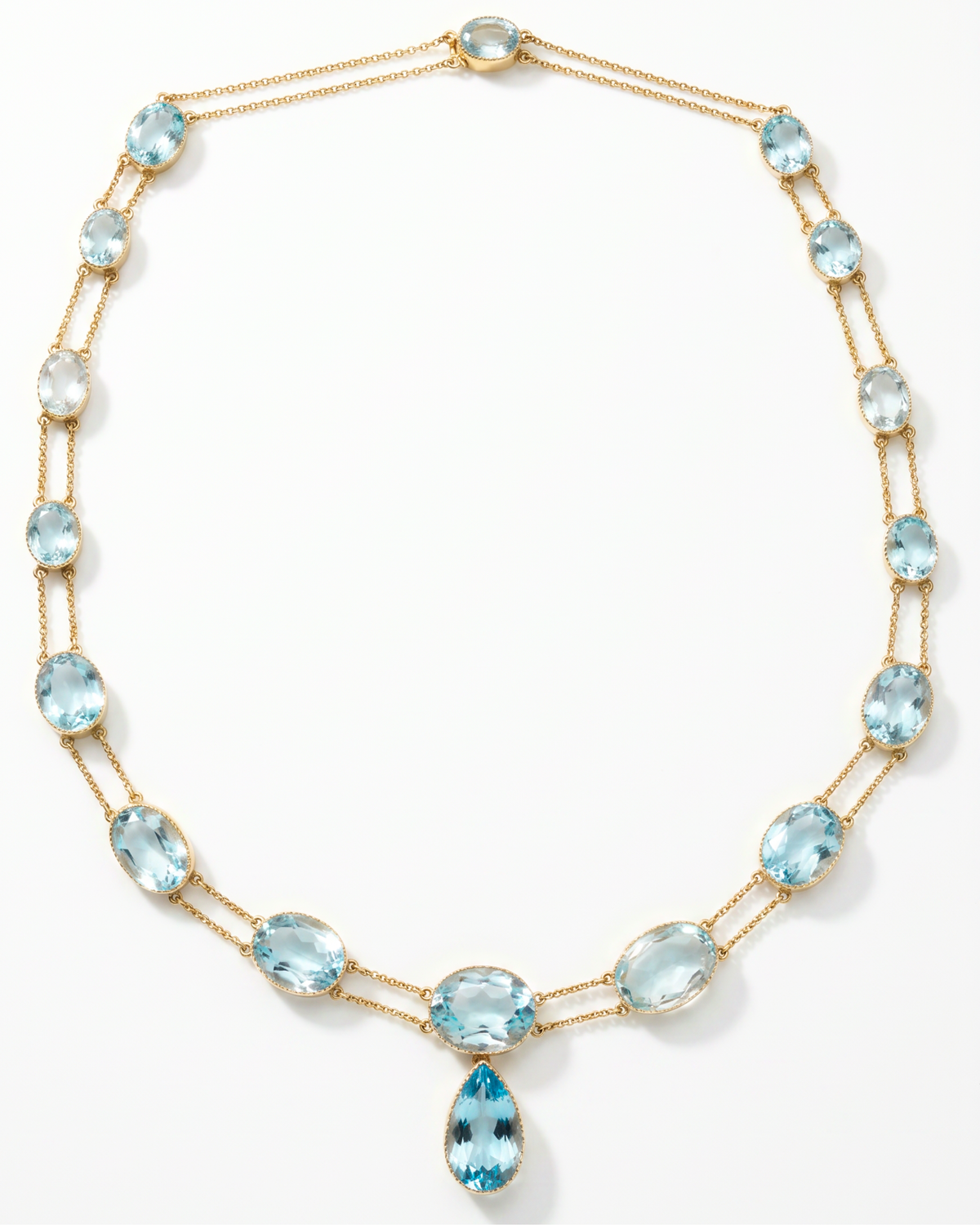 14K & 18KYG, Aquamarine Rivière Necklace