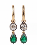 18KYG Hoops with Diamond & Emerald Drops