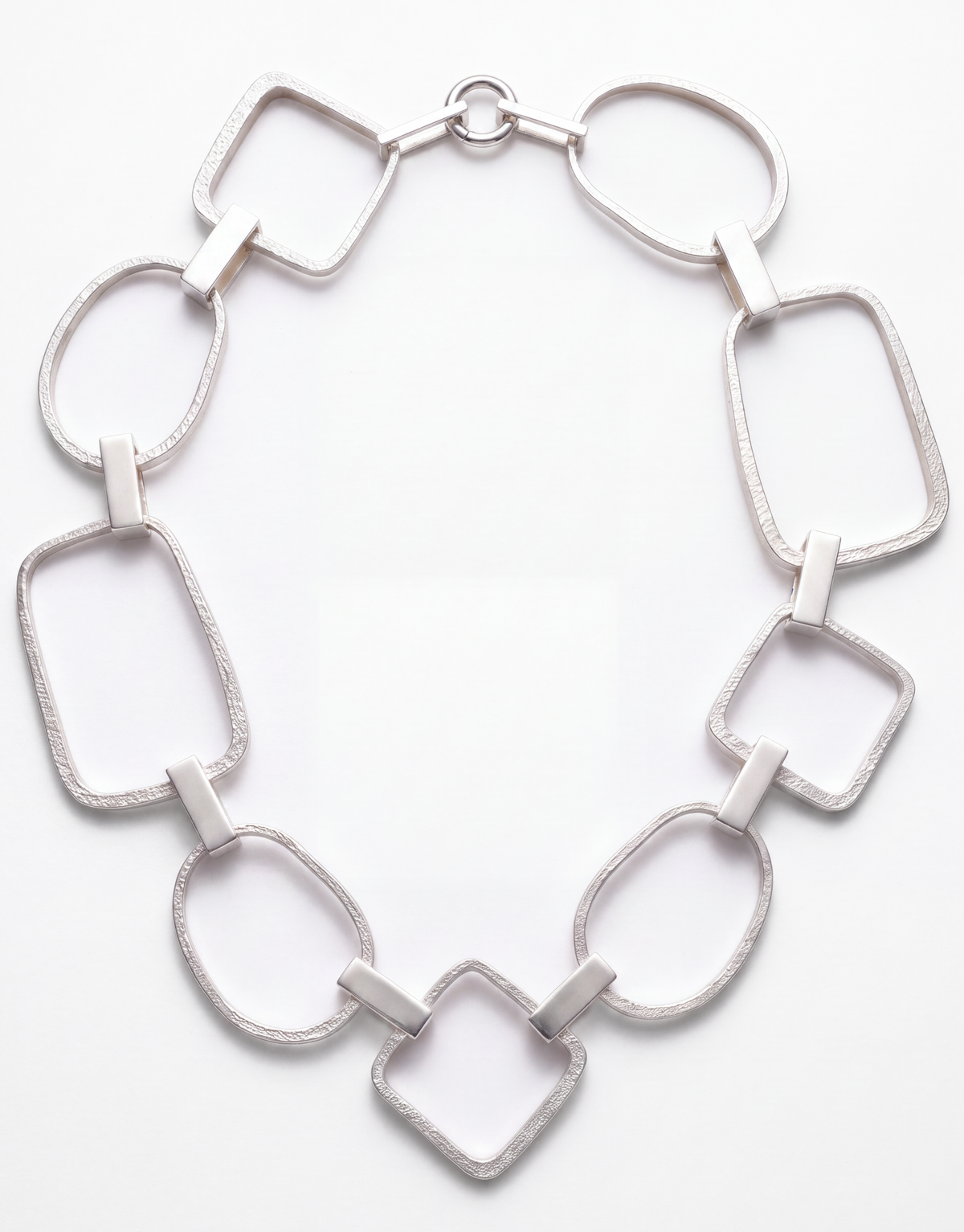 Sterling Silver Hammered Large Link Necklace