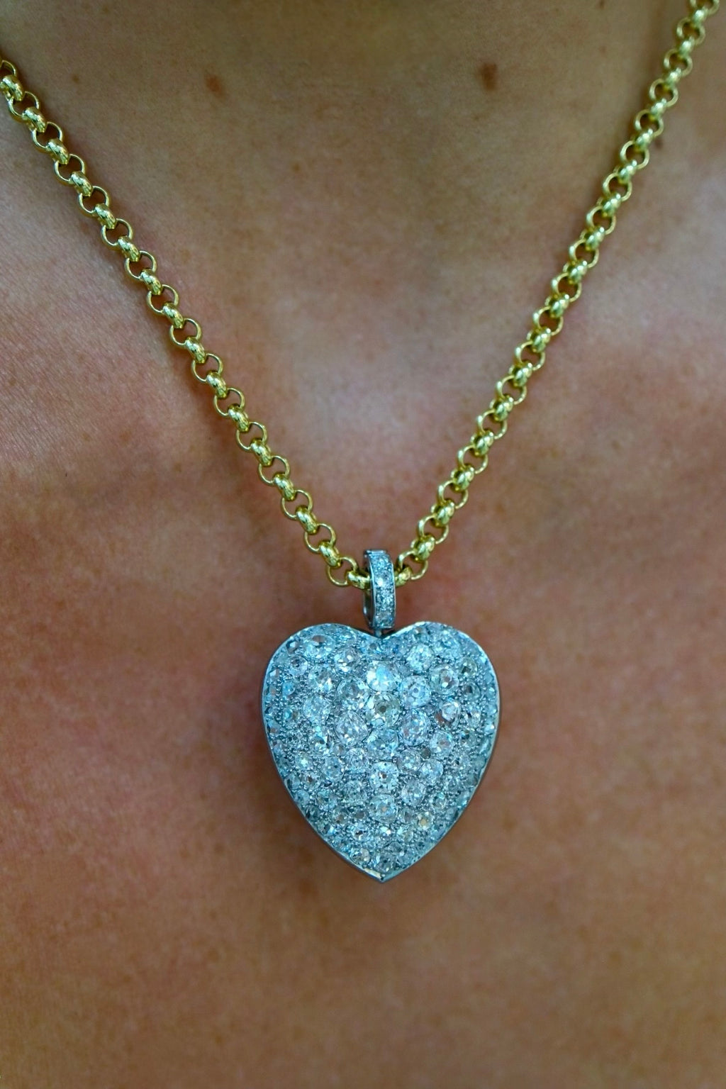Victorian Heart Pendant on an 18KYG Rolo Chain