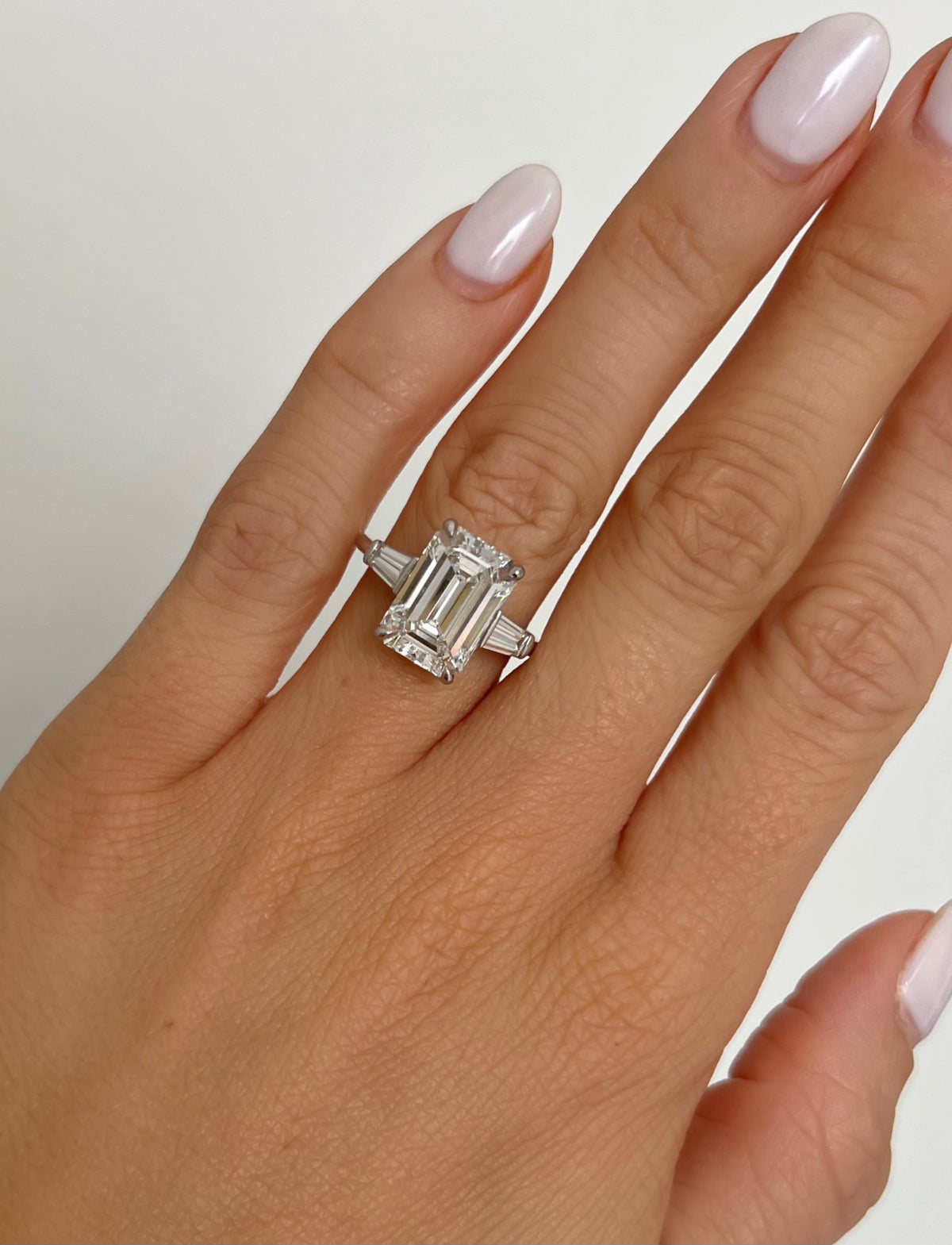 Platinum & Emerald Cut Diamond Ring by Tiffany & Co.