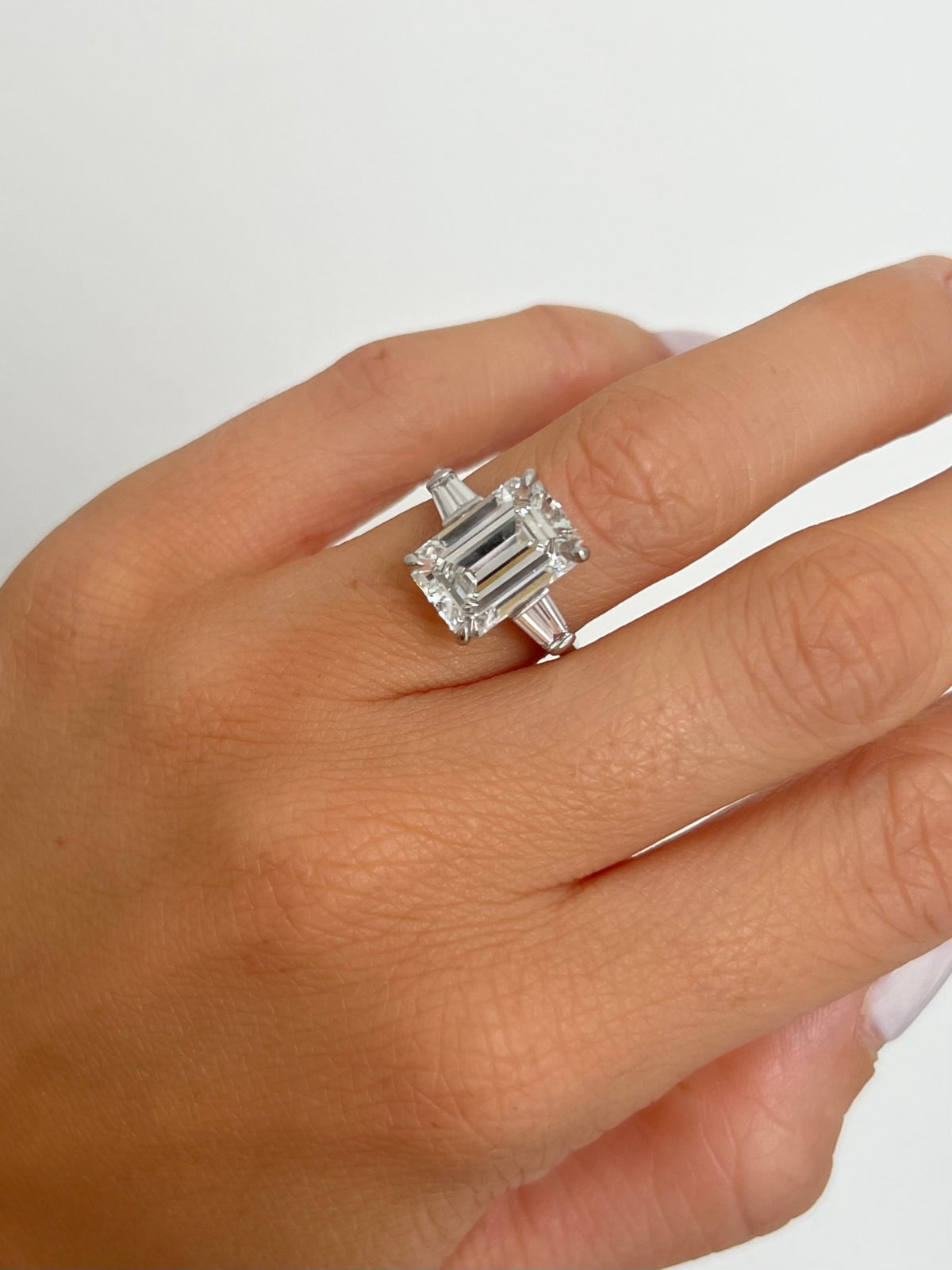 Platinum & Emerald Cut Diamond Ring by Tiffany & Co.