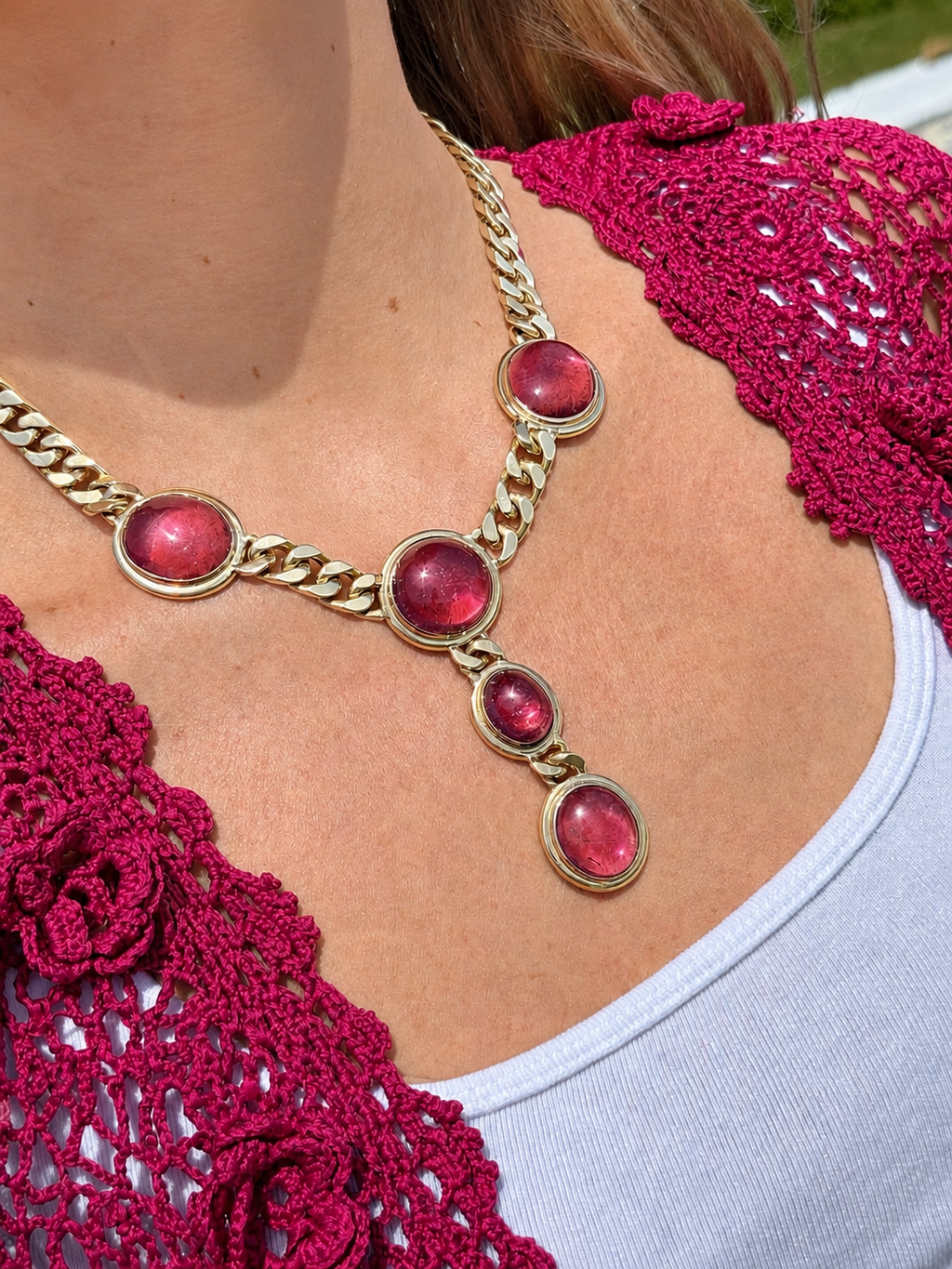 18KYG & Pink Tourmaline Necklace
