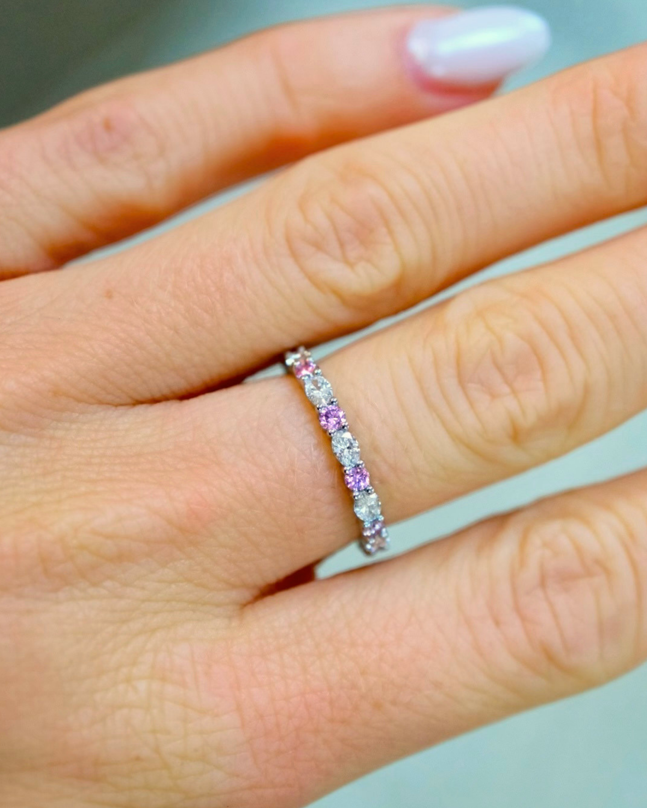Pink & White Diamond Eternity Band