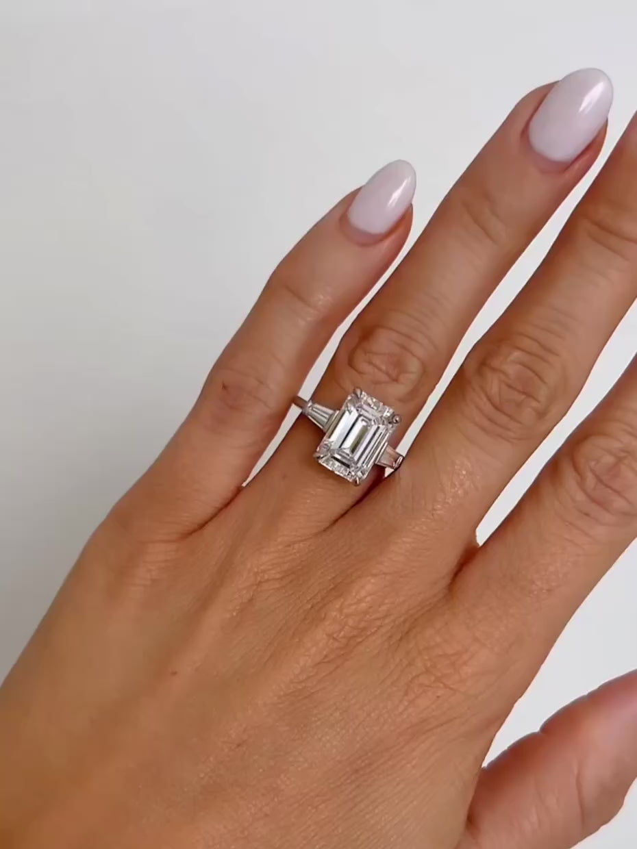 Platinum & Emerald Cut Diamond Ring by Tiffany & Co.