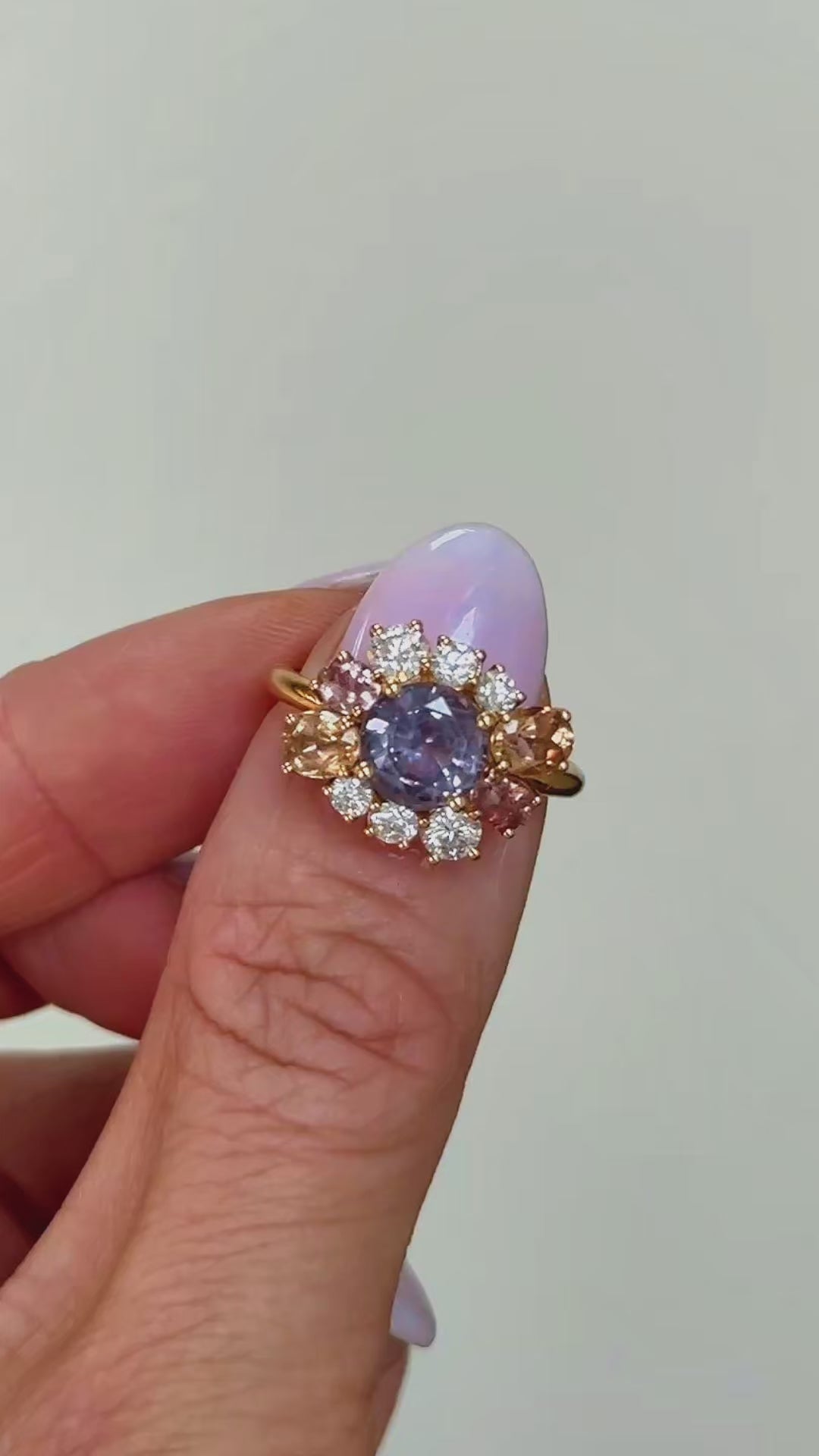 Diamond, Pink Topaz & Purple Tourmaline Ring