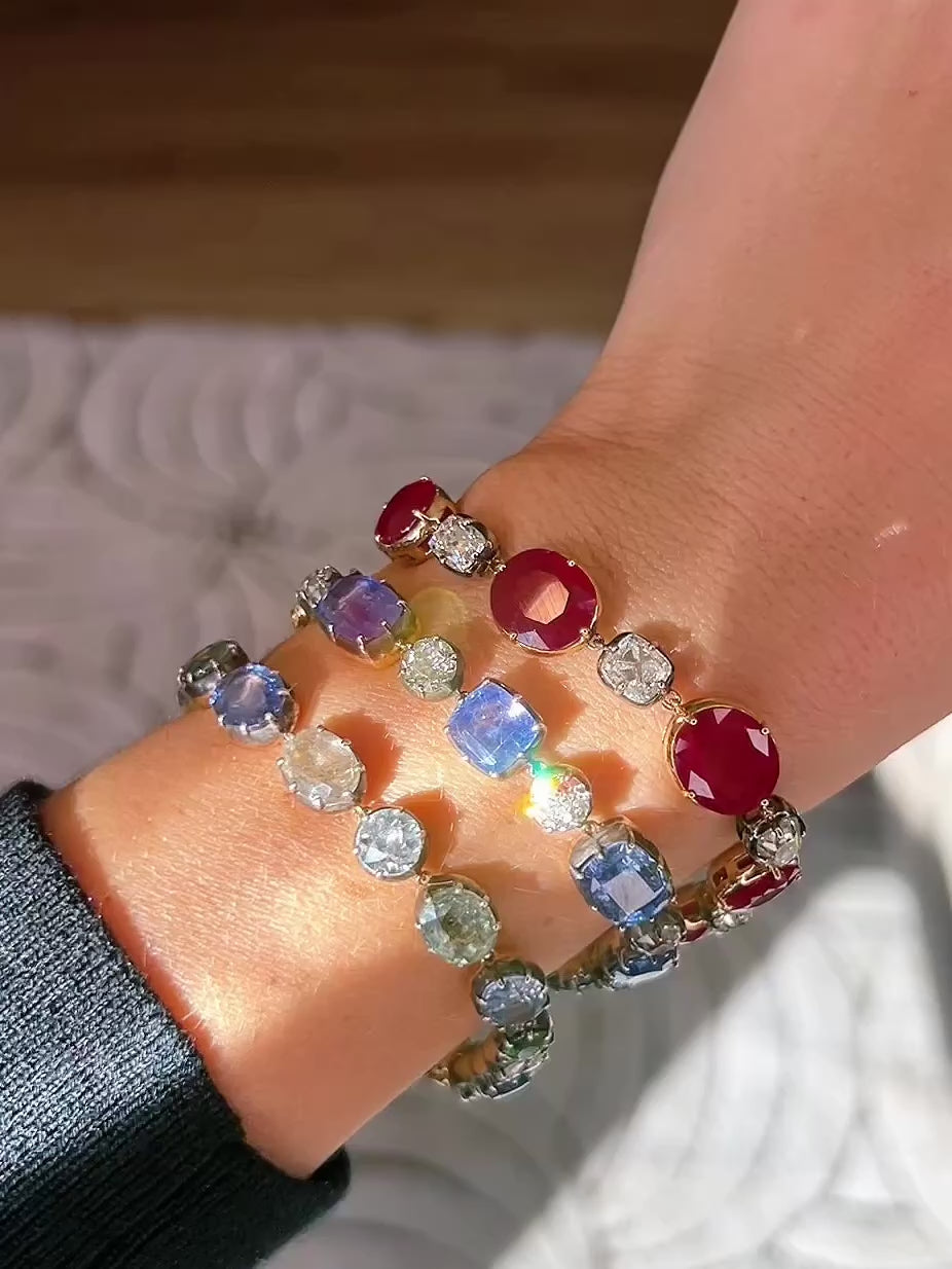 Diamond & Ruby Button Back Bracelet