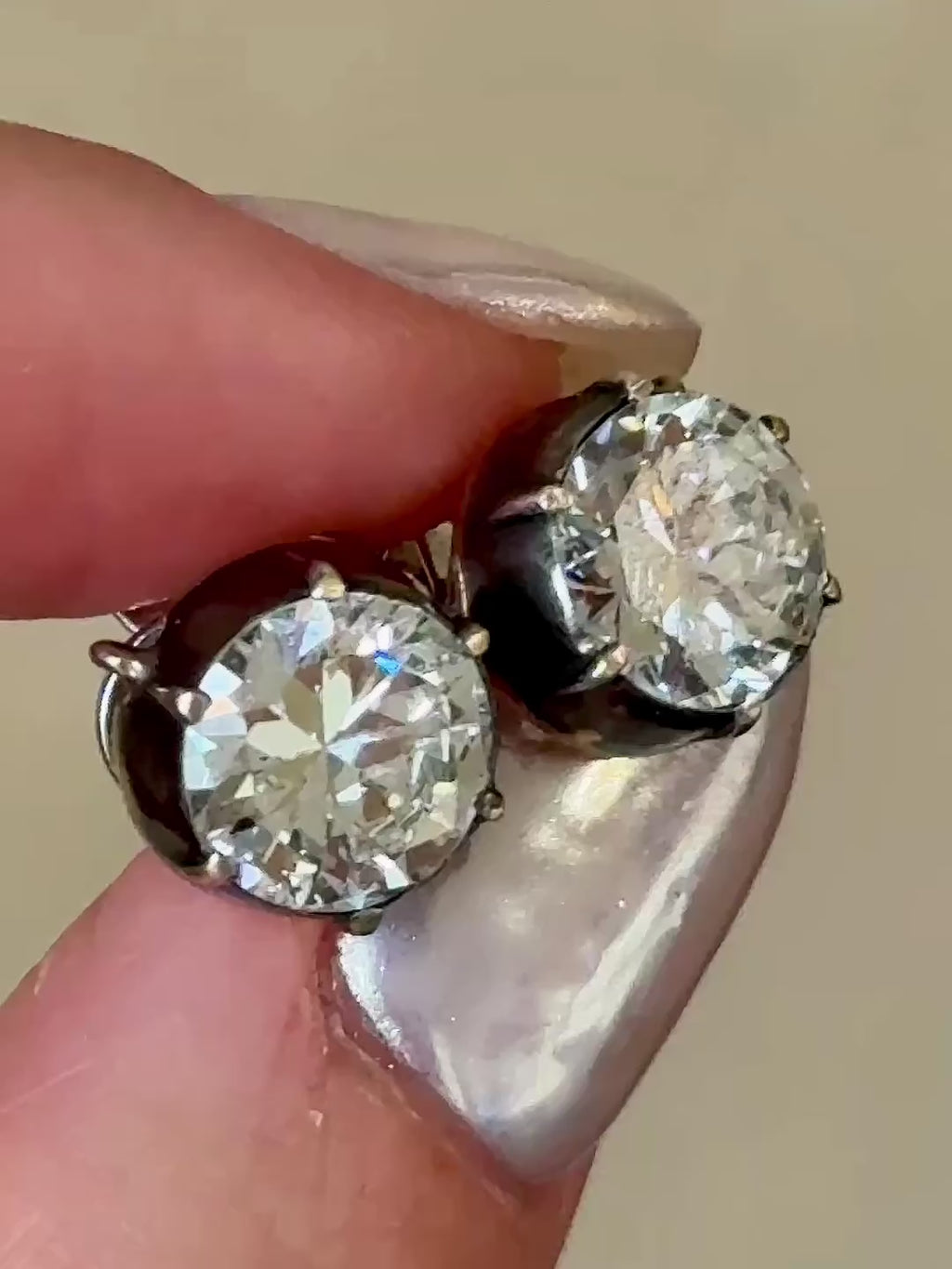 Silver-Topped Gold & Transitional Cut Diamond Earrings