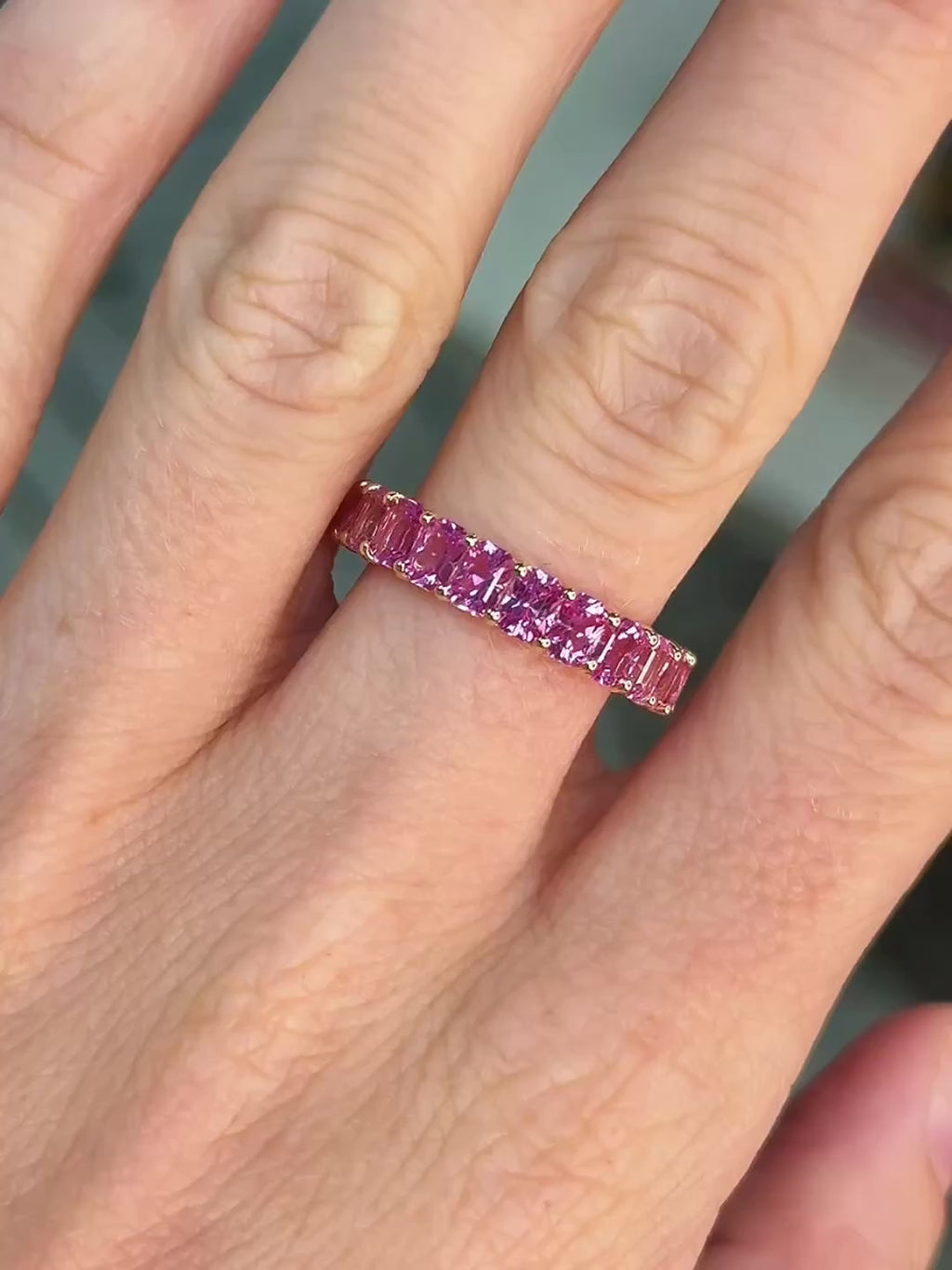 18K Yellow Gold & Pink Sapphire Eternity Band