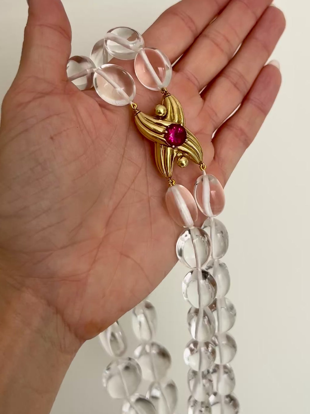 Rock Crystal & Pink Tourmaline Necklace