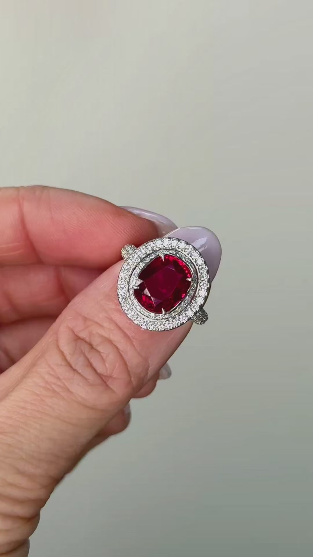 Platinum, Diamond & Thai Ruby Ring