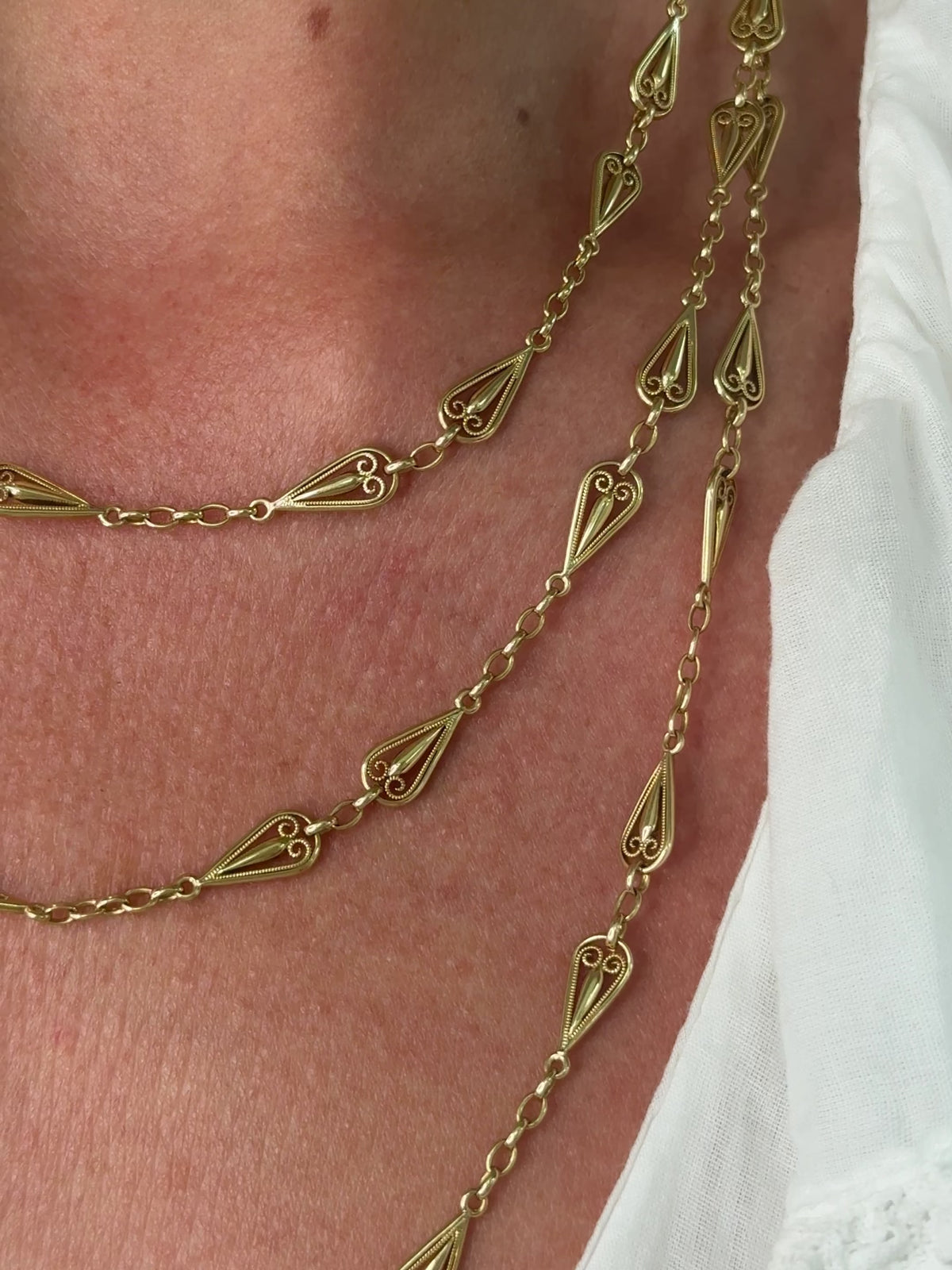 18K Yellow Gold Art Nouveau Chain