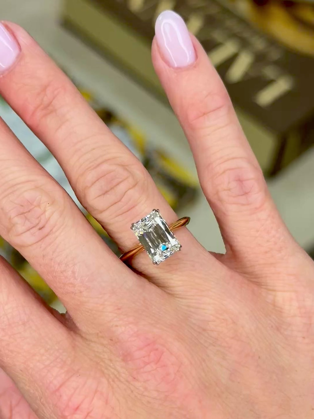 18KYG & Platinum 3.34ct Diamond Ring