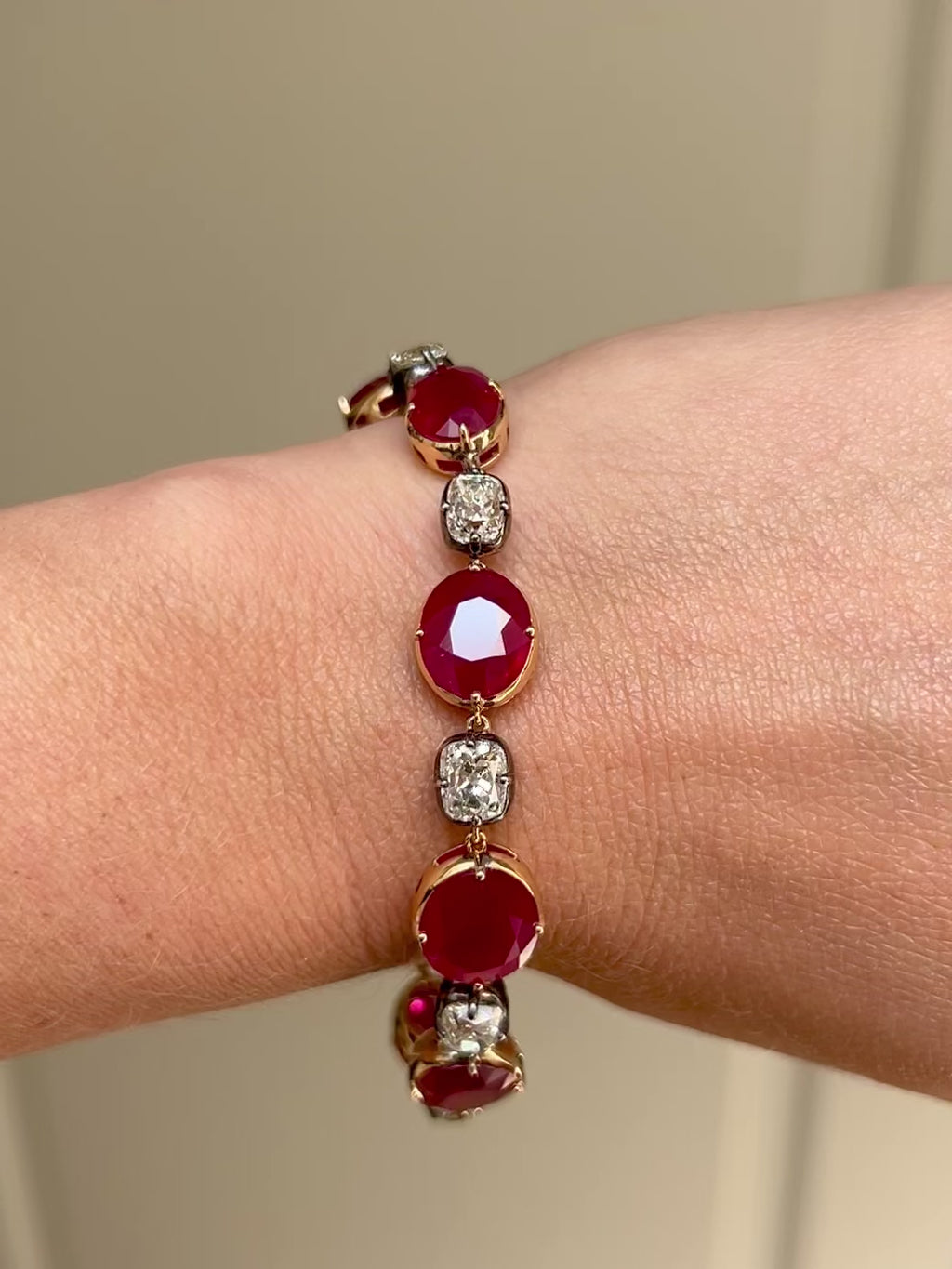 Diamond & Ruby Button Back Bracelet