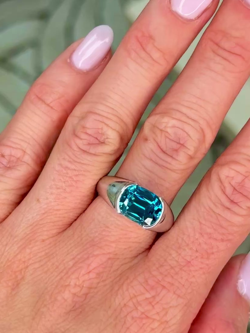 Platinum & Blue Zircon Ring