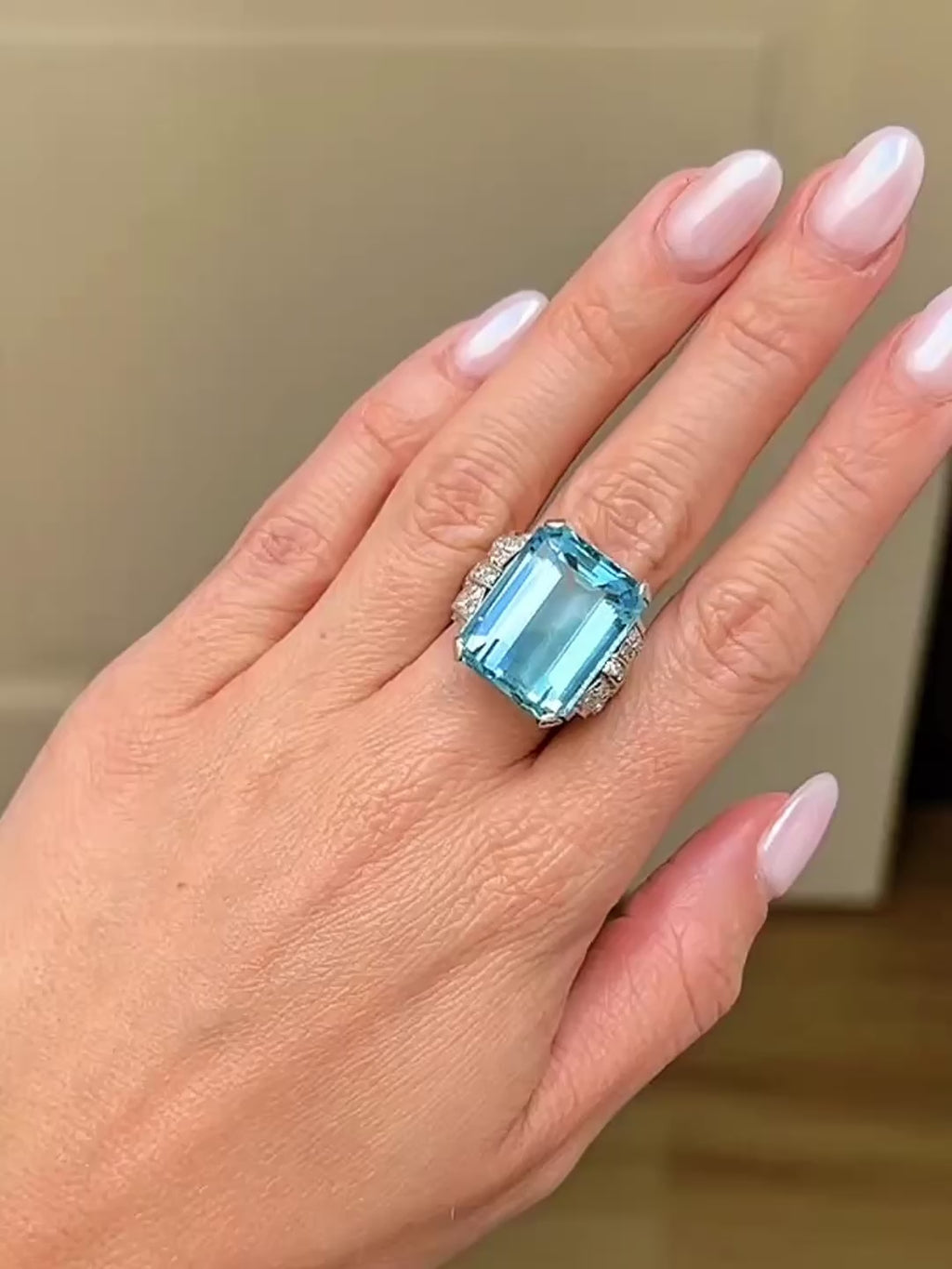 Aquamarine & Diamond Ring