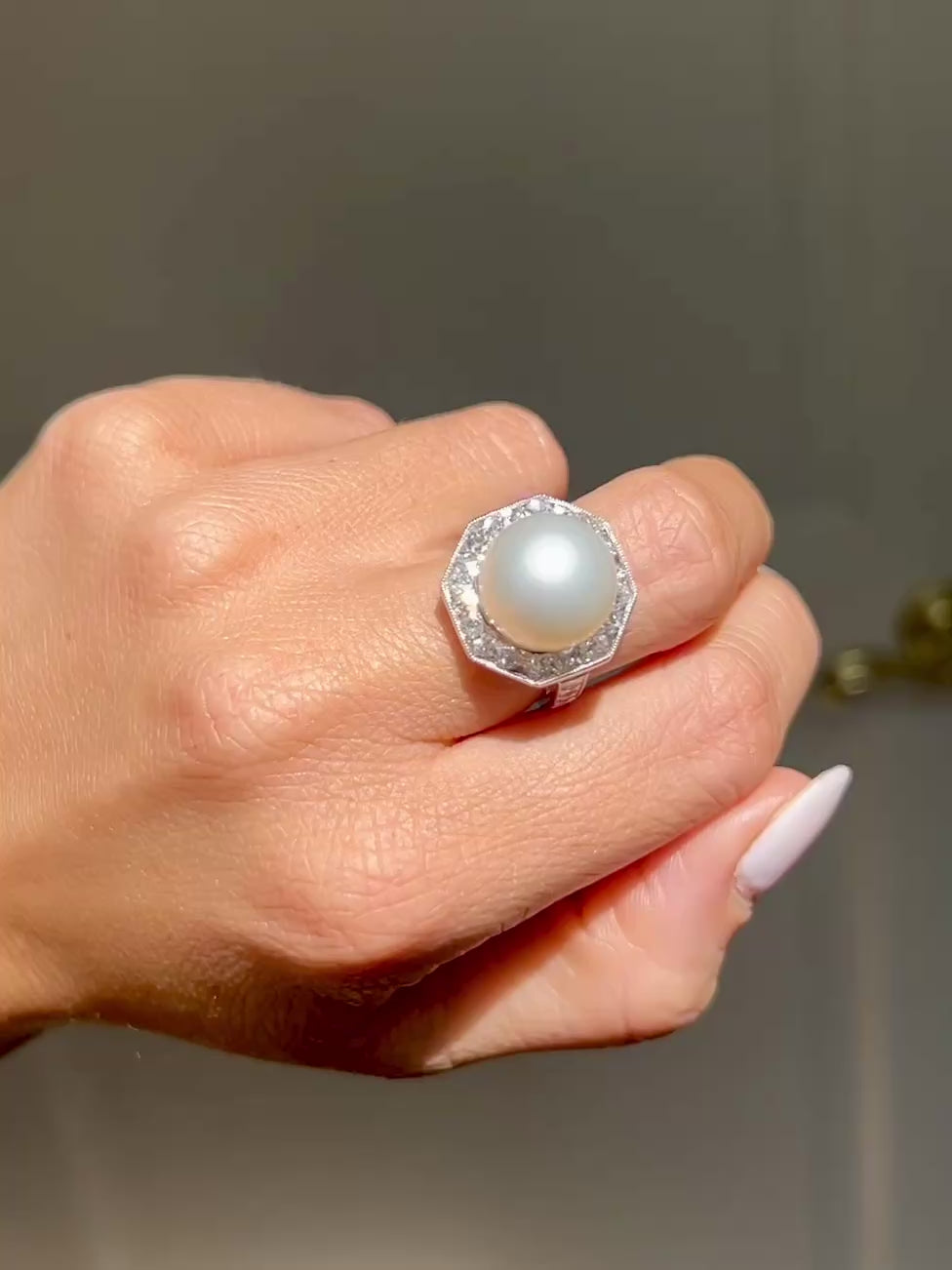 Platinum, Diamond & South Sea Pearl Ring