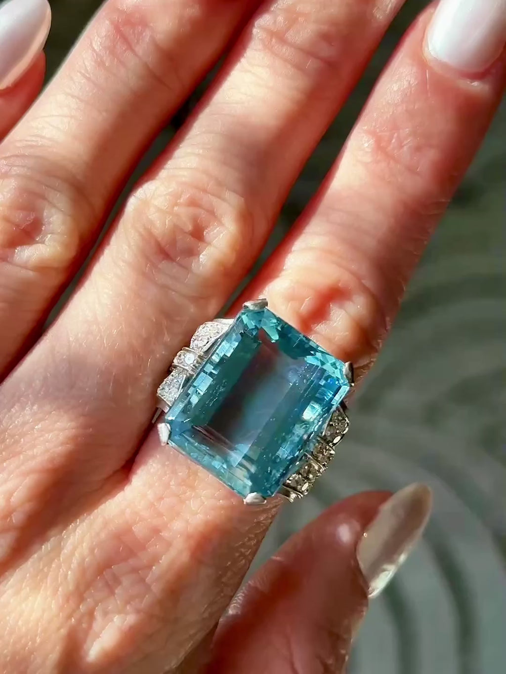 Aquamarine & Diamond Ring