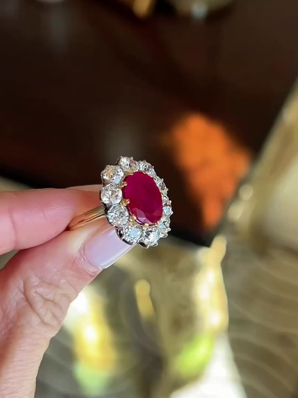 Burma Ruby and Diamond Ring