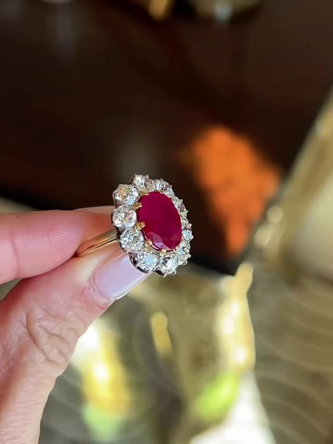 Burma Ruby and Diamond Ring