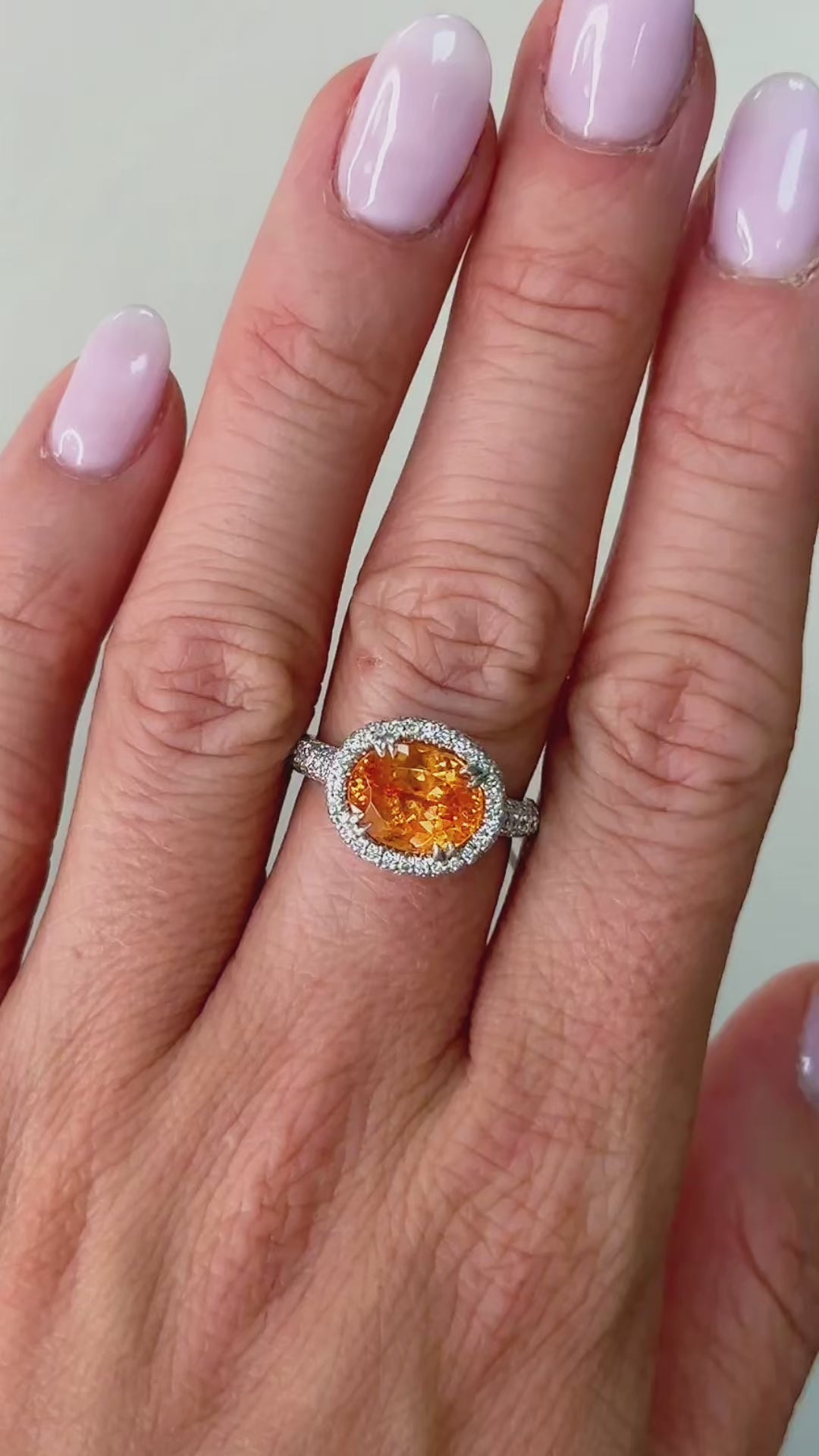 Diamond & Mandarine Garnet Ring