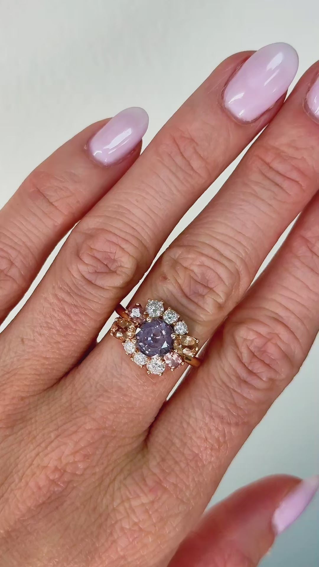 Diamond, Pink Topaz & Purple Tourmaline Ring