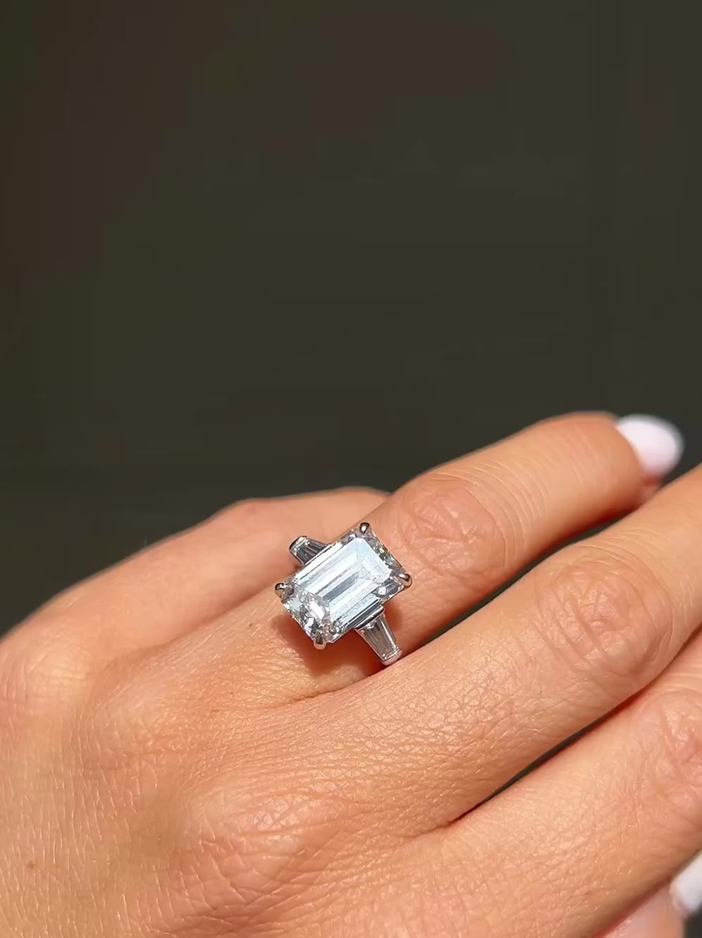 Platinum & Emerald Cut Diamond Ring by Tiffany & Co.