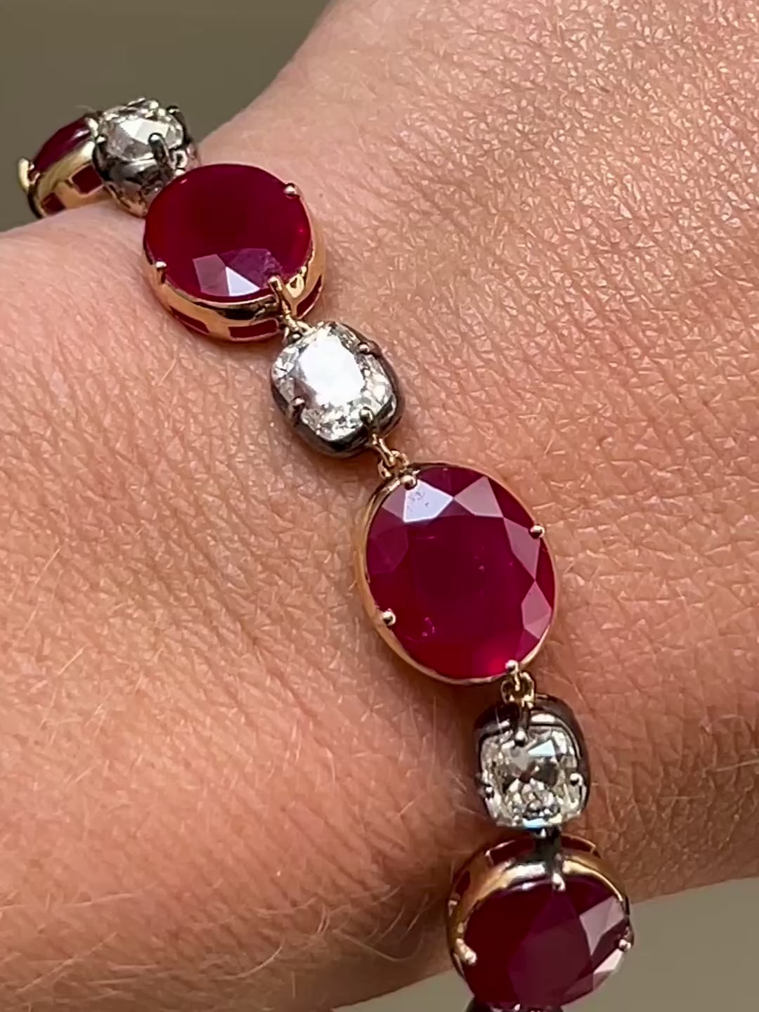 Diamond & Ruby Button Back Bracelet