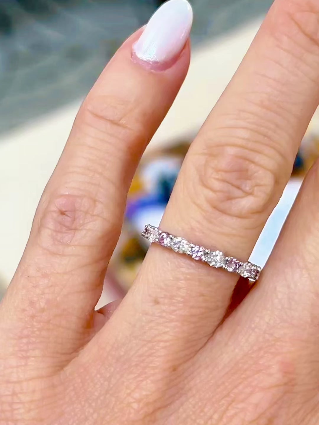 Pink & White Diamond Eternity Band