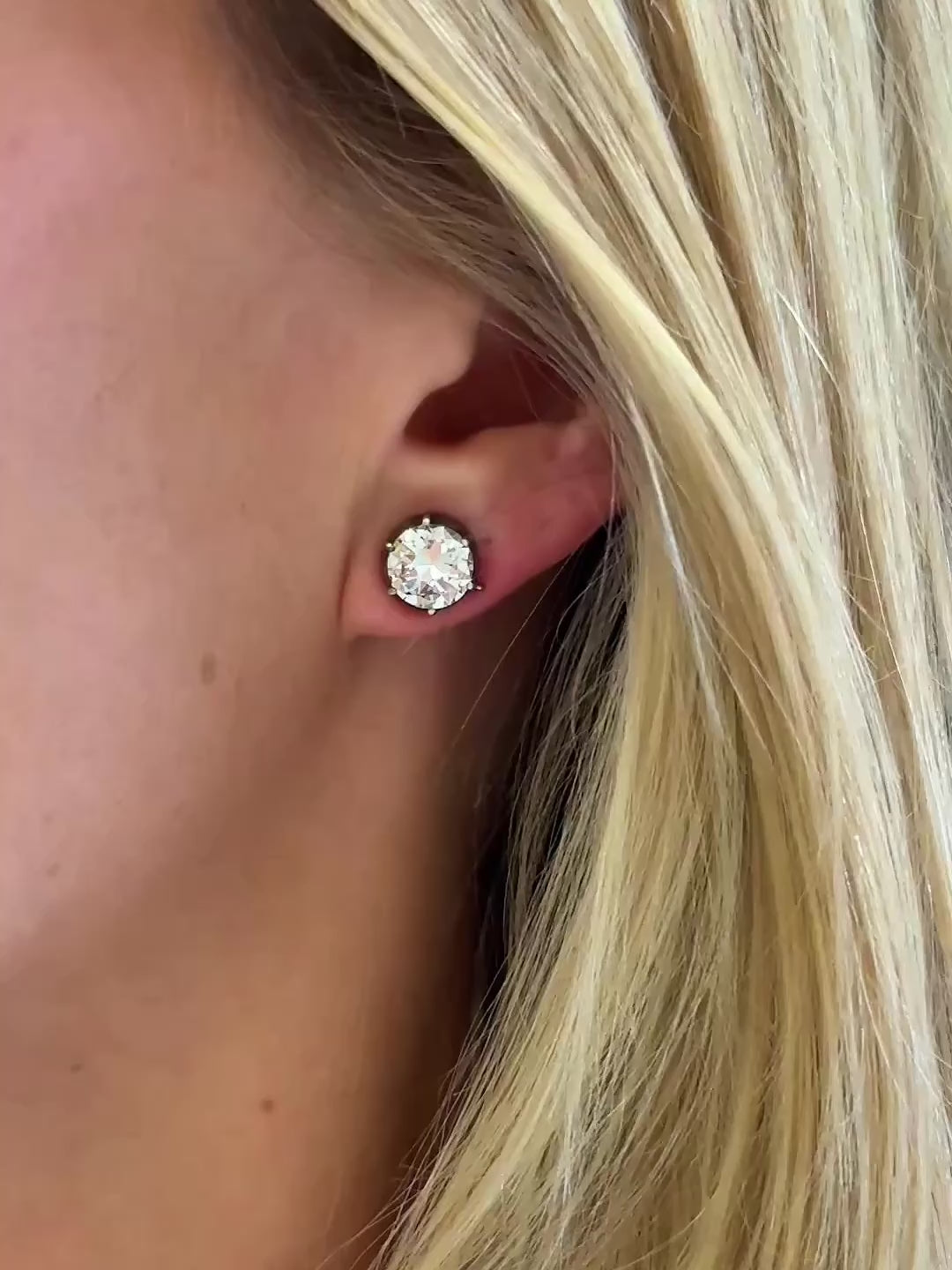 Silver-Topped Gold & Transitional Cut Diamond Earrings