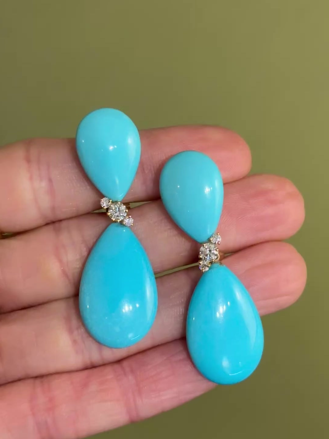 Turquoise & Diamond Ear Clips